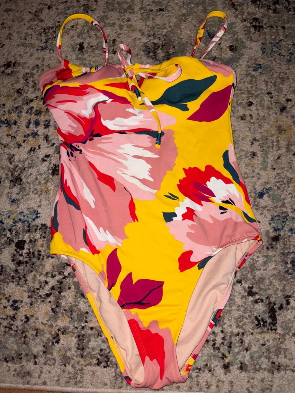 Kona Sol Yellow Floral One-Piece Swimsuit